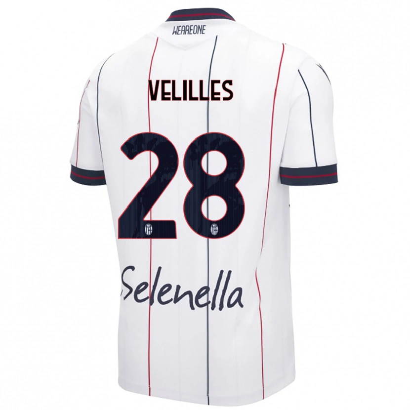 Danxen Barn Aarón Velilles #28 Vit Kungsblå Bortatröja Matchtröjor 2025/26 Tröjor T-Tröja