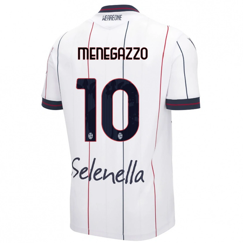 Danxen Barn Lorenzo Menegazzo #10 Vit Kungsblå Bortatröja Matchtröjor 2025/26 Tröjor T-Tröja