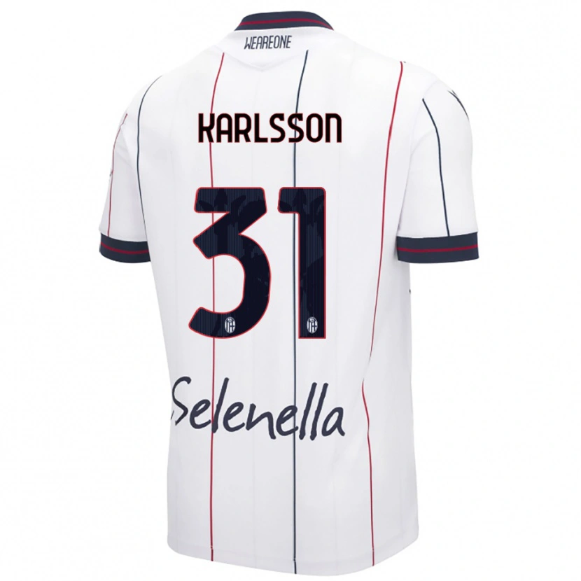 Danxen Barn Kazper Karlsson #31 Vit Kungsblå Bortatröja Matchtröjor 2025/26 Tröjor T-Tröja