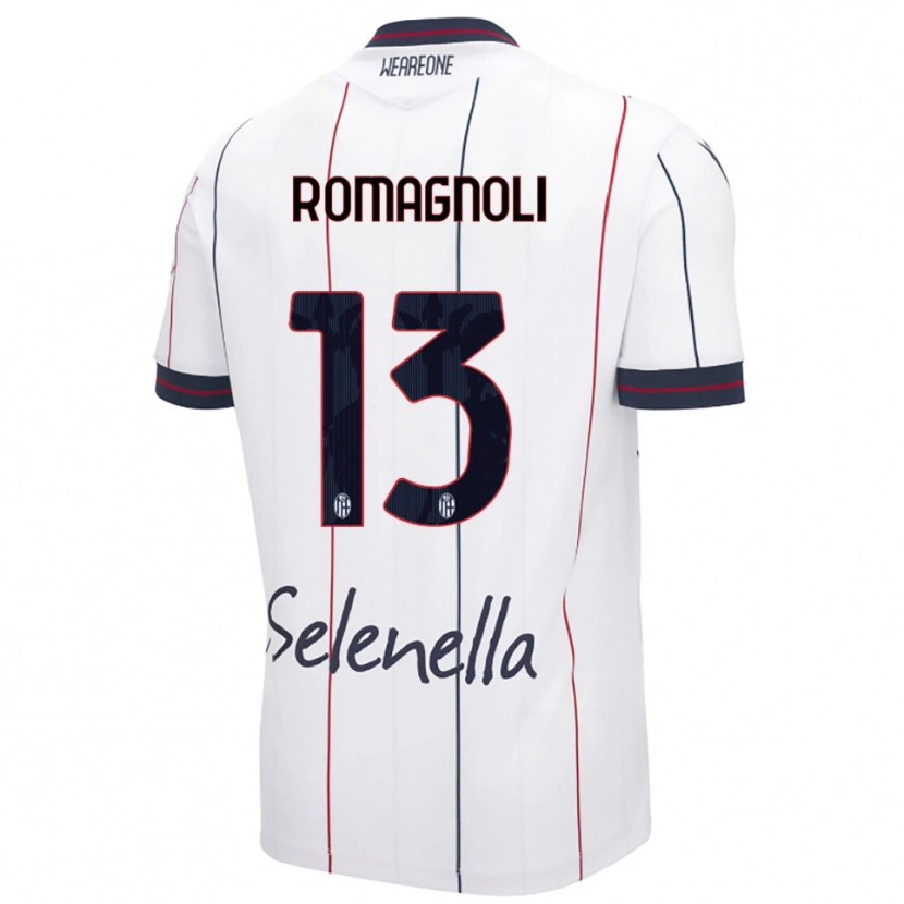Danxen Barn Andrea Romagnoli #13 Vit Kungsblå Bortatröja Matchtröjor 2025/26 Tröjor T-Tröja