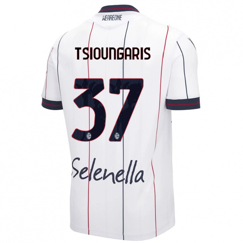 Danxen Barn Theodoros Tsioungaris #37 Vit Kungsblå Bortatröja Matchtröjor 2025/26 Tröjor T-Tröja