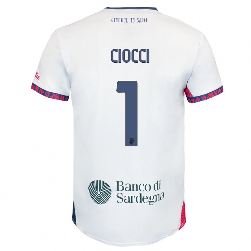Danxen Barn Giuseppe Ciocci #1 Vit Marinblå Röd Bortatröja Matchtröjor 2025/26 Tröjor T-Tröja