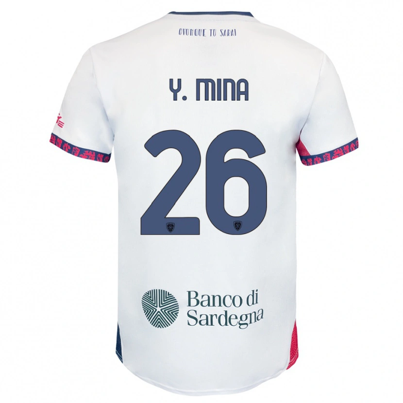 Danxen Barn Yerry Mina #26 Vit Marinblå Röd Bortatröja Matchtröjor 2025/26 Tröjor T-Tröja