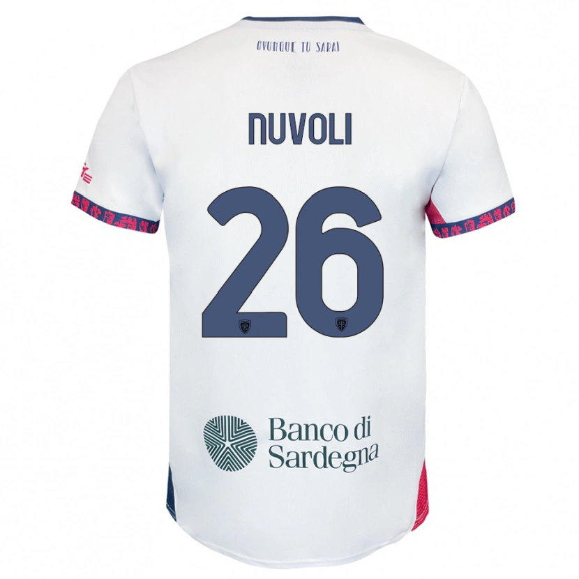 Danxen Barn Matteo Nuvoli #26 Vit Marinblå Röd Bortatröja Matchtröjor 2025/26 Tröjor T-Tröja