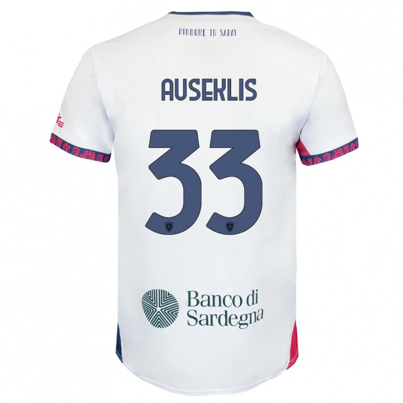 Danxen Barn Henrijs Auseklis #33 Vit Marinblå Röd Bortatröja Matchtröjor 2025/26 Tröjor T-Tröja