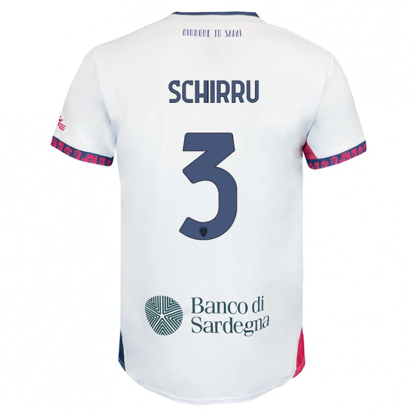 Danxen Barn Andrea Schirru #3 Vit Marinblå Röd Bortatröja Matchtröjor 2025/26 Tröjor T-Tröja