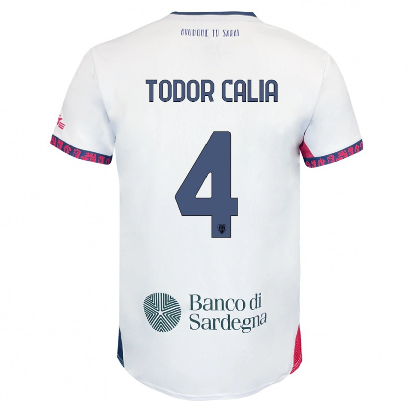 Danxen Barn Francesco Todor Calia #4 Vit Marinblå Röd Bortatröja Matchtröjor 2025/26 Tröjor T-Tröja