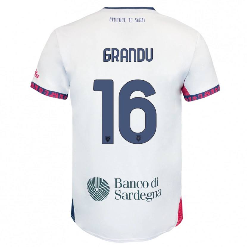Danxen Barn Nicola Grandu #16 Vit Marinblå Röd Bortatröja Matchtröjor 2025/26 Tröjor T-Tröja