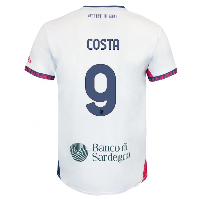 Danxen Barn Luca Costa #9 Vit Marinblå Röd Bortatröja Matchtröjor 2025/26 Tröjor T-Tröja