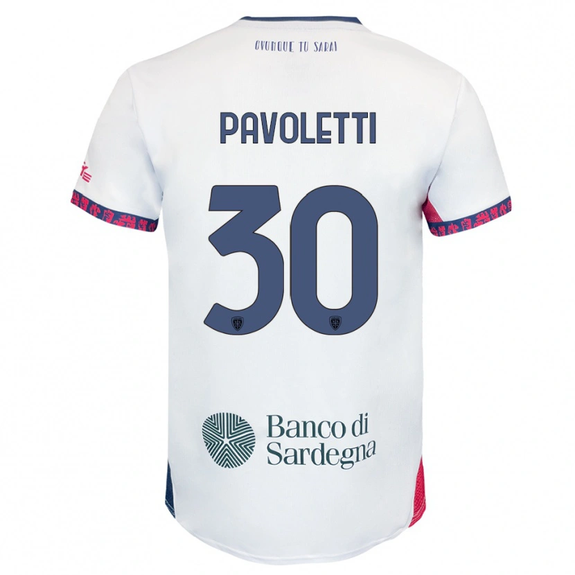 Danxen Barn Leonardo Pavoletti #30 Vit Marinblå Röd Bortatröja Matchtröjor 2025/26 Tröjor T-Tröja