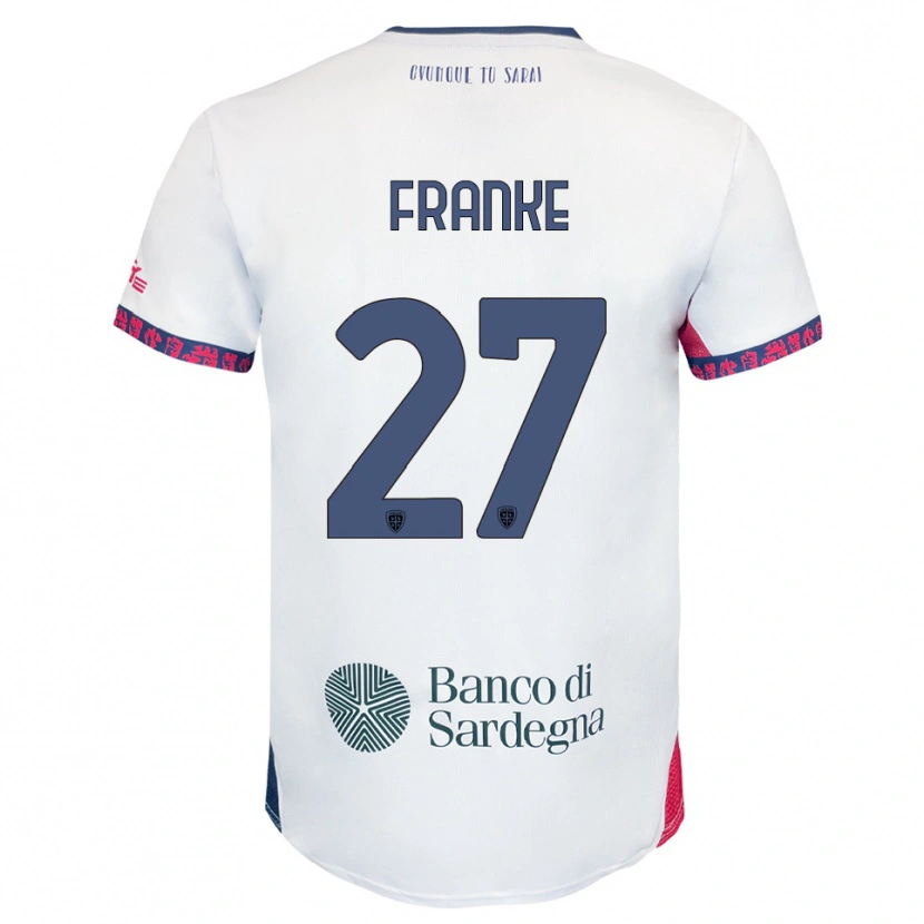 Danxen Barn Antoni Franke #27 Vit Marinblå Röd Bortatröja Matchtröjor 2025/26 Tröjor T-Tröja