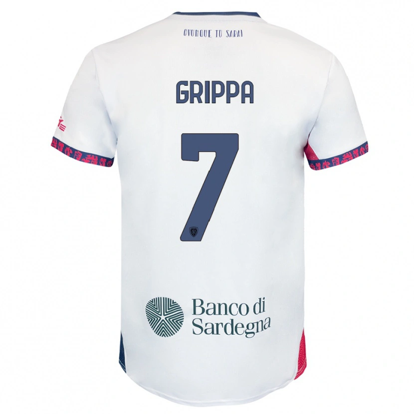 Danxen Barn Giosuè Grippa #7 Vit Marinblå Röd Bortatröja Matchtröjor 2025/26 Tröjor T-Tröja