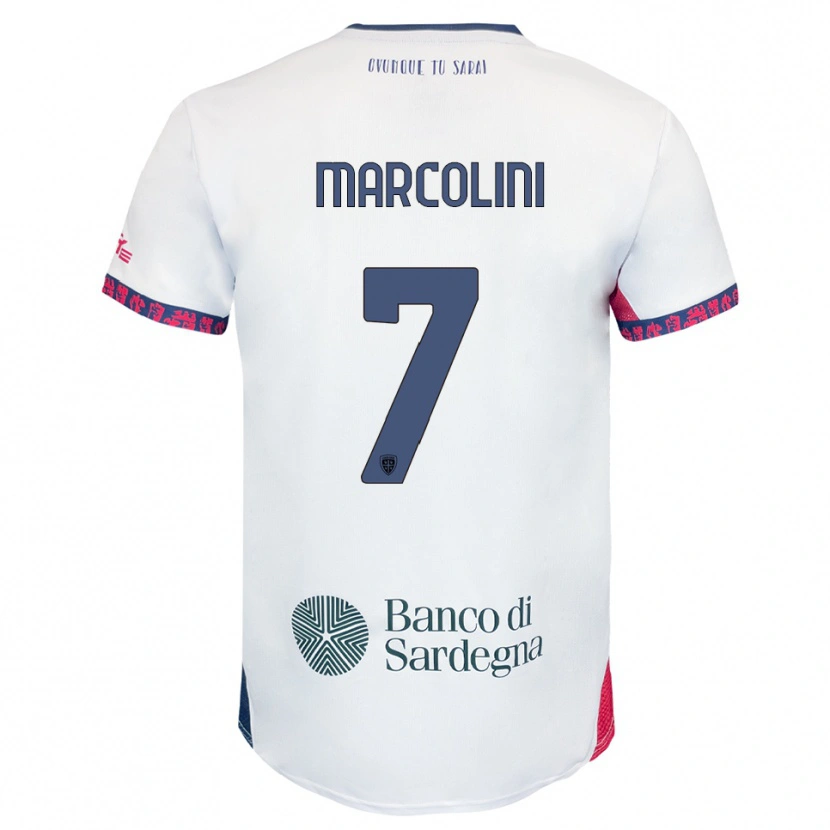 Danxen Barn Diego Marcolini #7 Vit Marinblå Röd Bortatröja Matchtröjor 2025/26 Tröjor T-Tröja