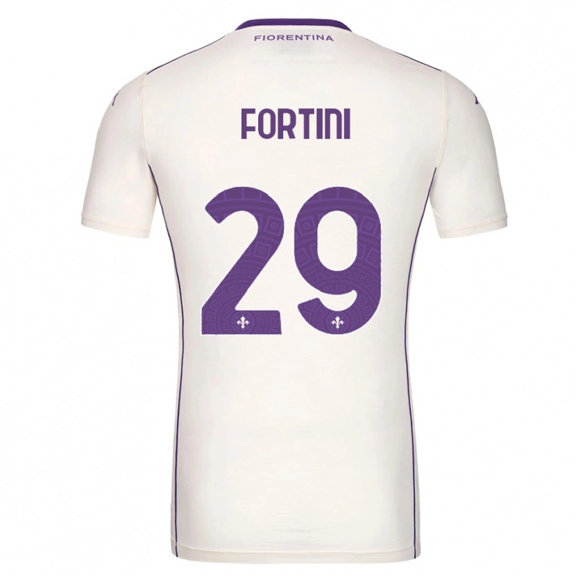 Danxen Barn Niccolò Fortini #29 Vit Lila Röd Bortatröja Matchtröjor 2025/26 Tröjor T-Tröja