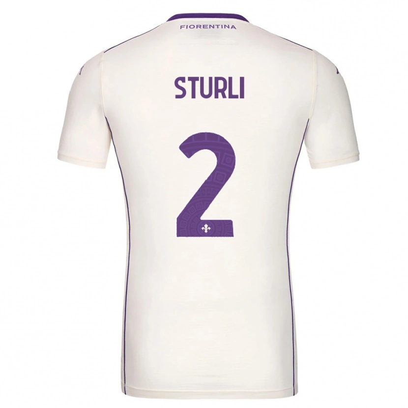 Danxen Barn Edoardo Sturli #2 Vit Lila Röd Bortatröja Matchtröjor 2025/26 Tröjor T-Tröja