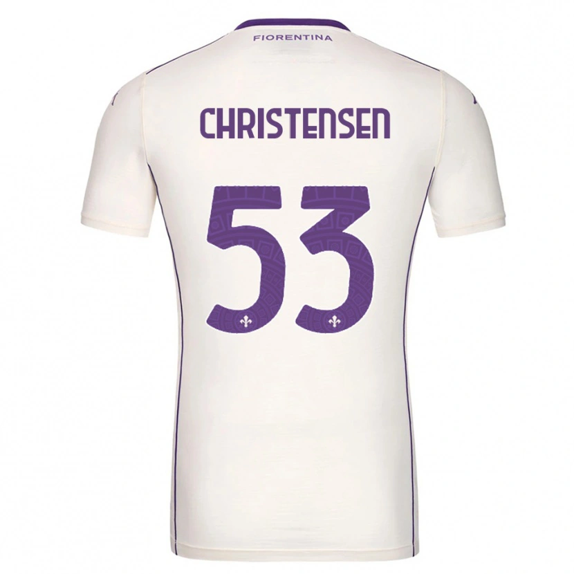 Danxen Barn Oliver Christensen #53 Vit Lila Röd Bortatröja Matchtröjor 2025/26 Tröjor T-Tröja