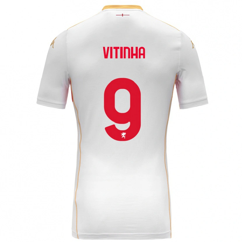 Danxen Barn Vitinha #9 Vit Röd Bortatröja Matchtröjor 2025/26 Tröjor T-Tröja
