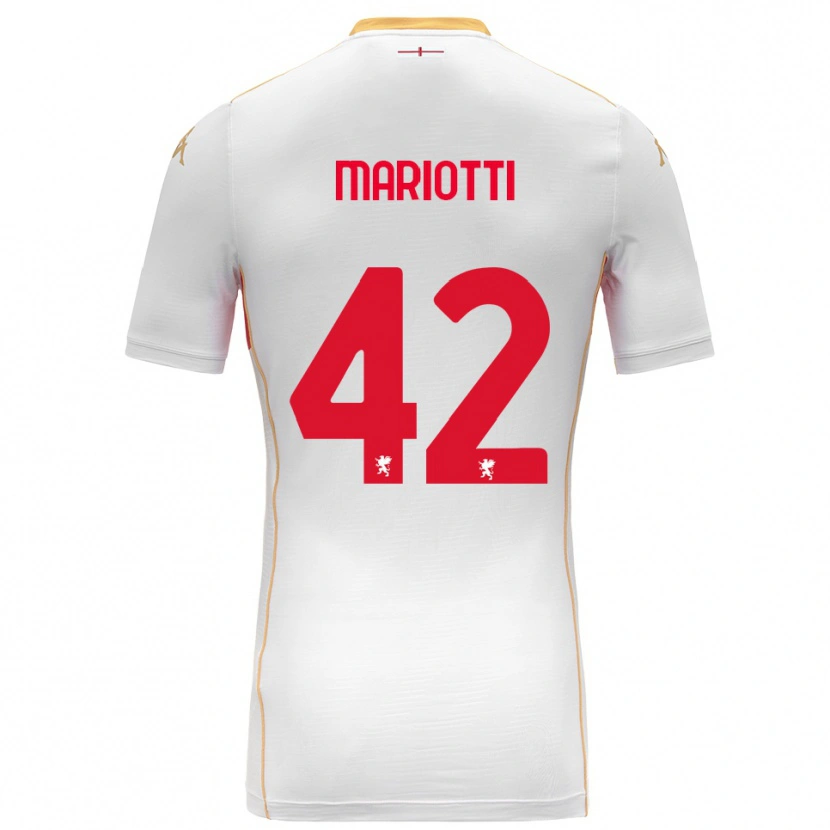 Danxen Barn Andrea Mariotti #42 Vit Röd Bortatröja Matchtröjor 2025/26 Tröjor T-Tröja