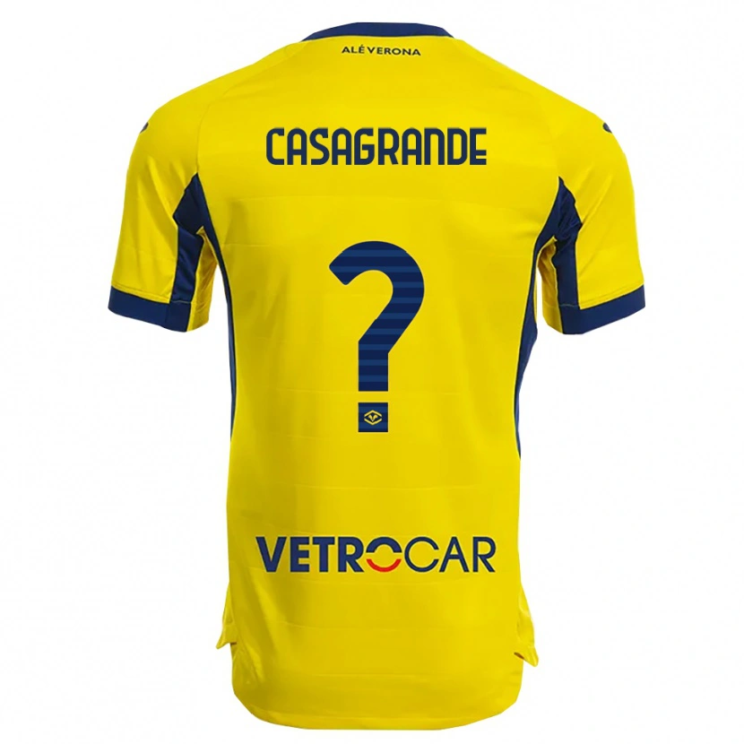 Danxen Barn Tommaso Casagrande #0 Gul Marinblå Bortatröja Matchtröjor 2025/26 Tröjor T-Tröja