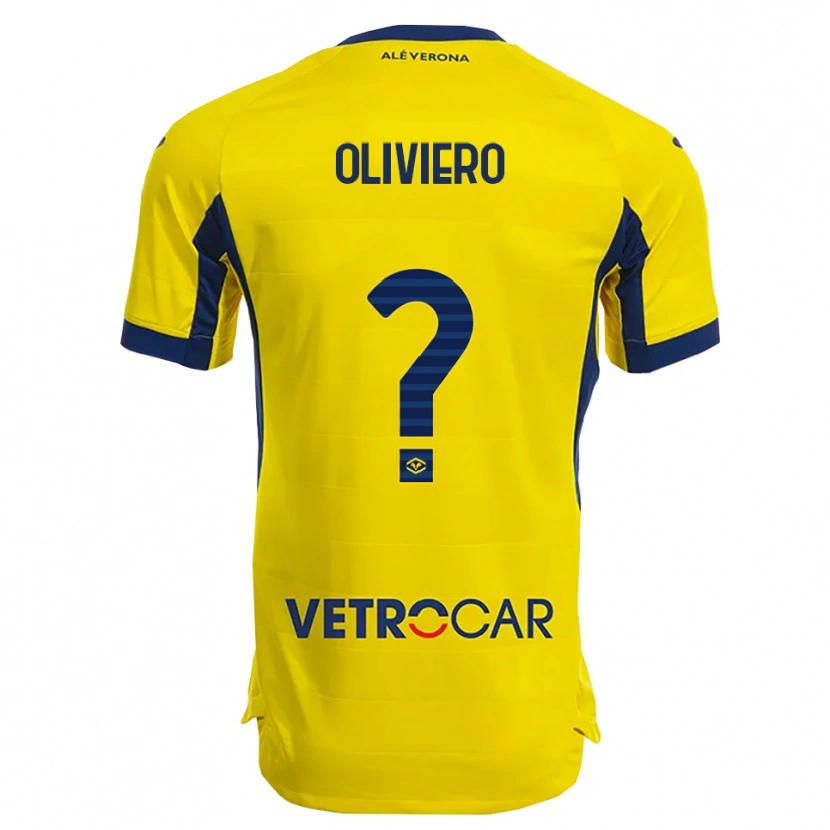Danxen Barn Davide Oliviero #0 Gul Marinblå Bortatröja Matchtröjor 2025/26 Tröjor T-Tröja