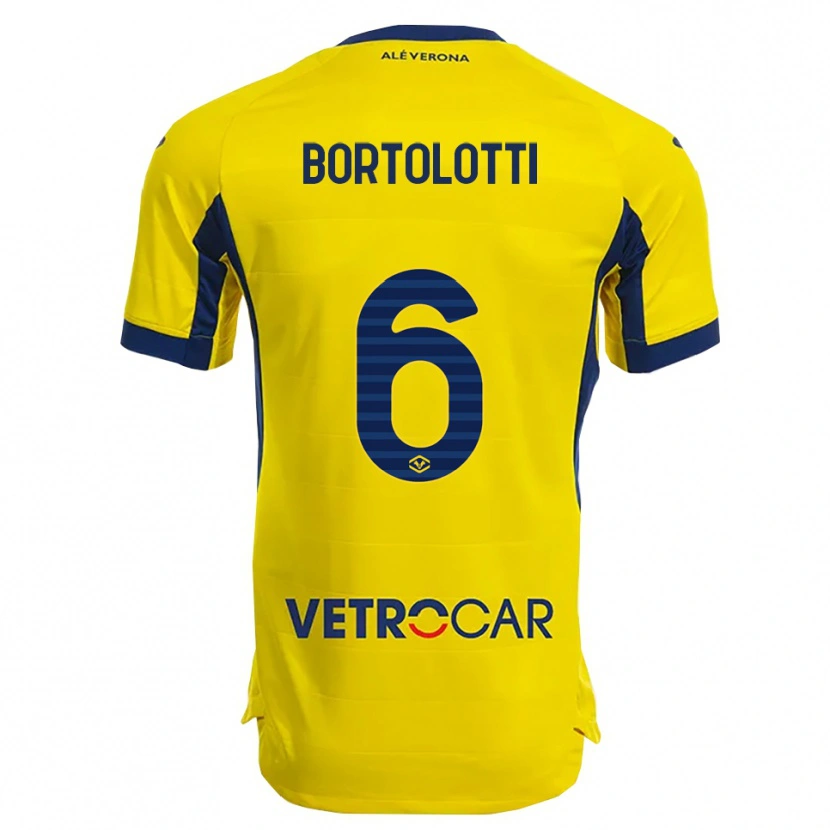 Danxen Barn Marco Bortolotti #6 Gul Marinblå Bortatröja Matchtröjor 2025/26 Tröjor T-Tröja