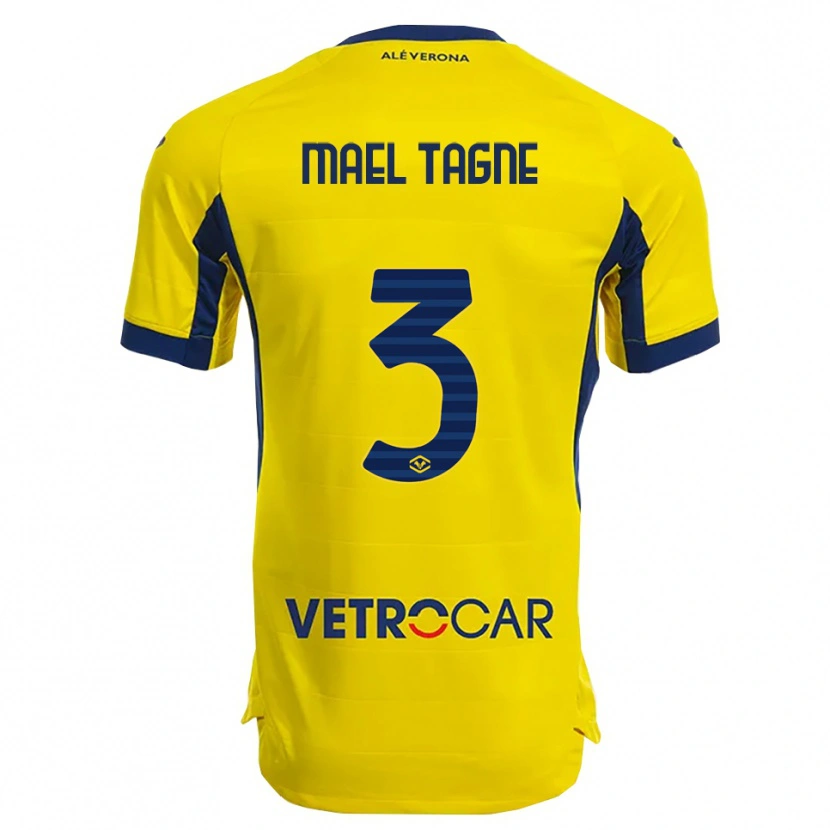 Danxen Barn Noe Mael Tagne #3 Gul Marinblå Bortatröja Matchtröjor 2025/26 Tröjor T-Tröja