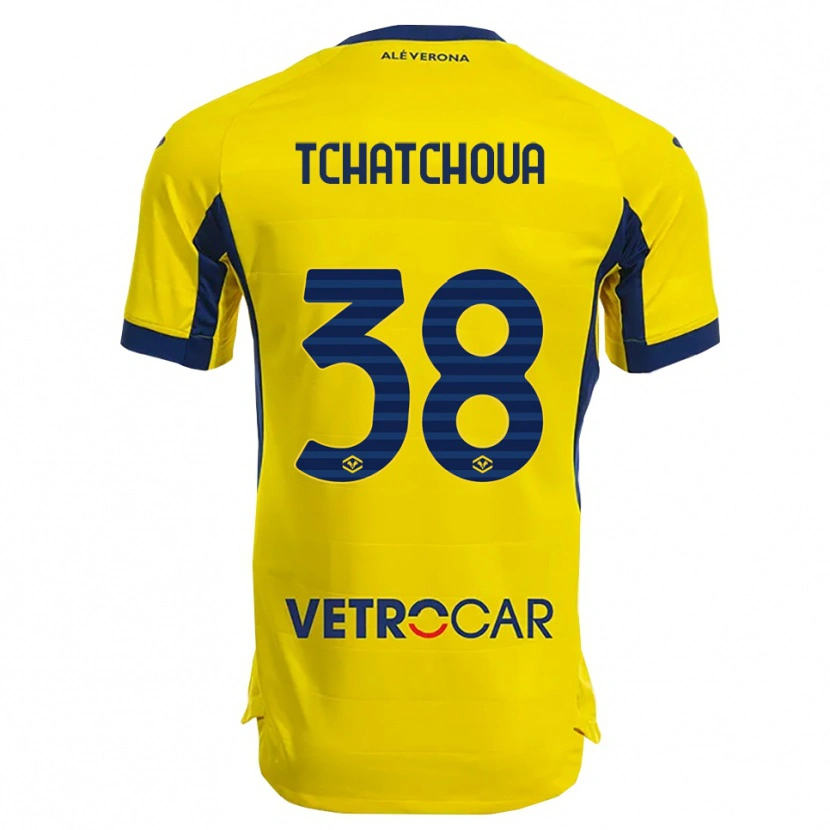 Danxen Barn Jackson Tchatchoua #38 Gul Marinblå Bortatröja Matchtröjor 2025/26 Tröjor T-Tröja