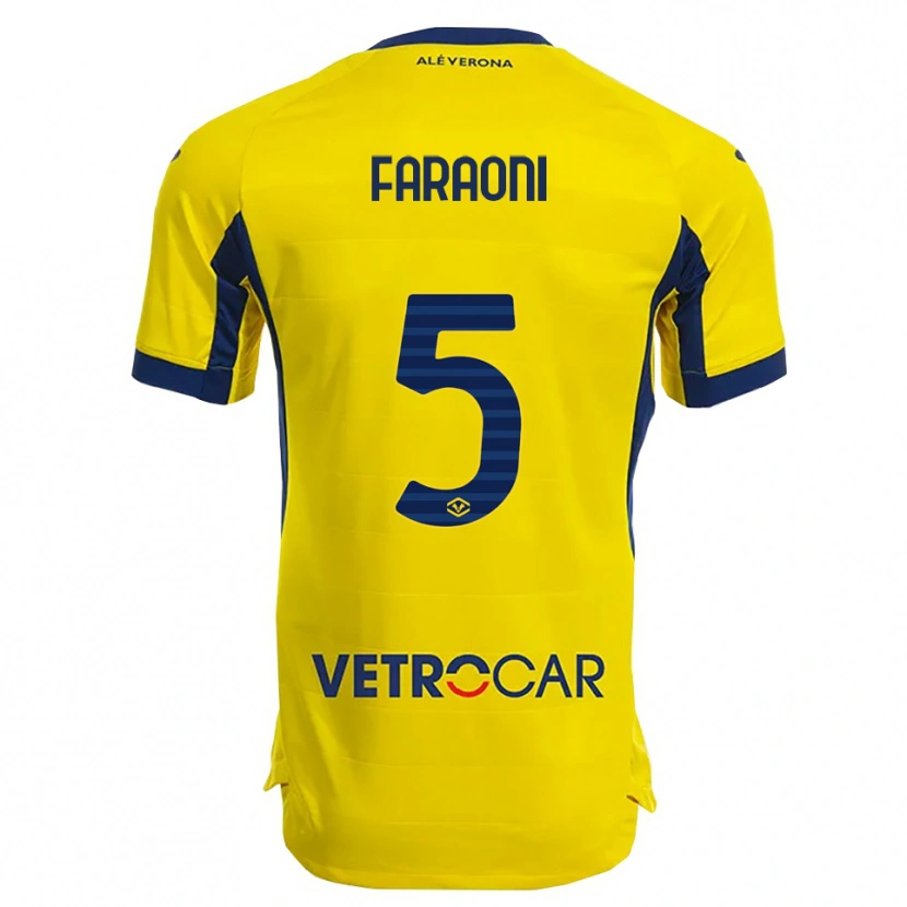 Danxen Barn Davide Faraoni #5 Gul Marinblå Bortatröja Matchtröjor 2025/26 Tröjor T-Tröja