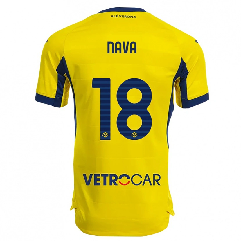Danxen Barn Maddalena Nava #18 Gul Marinblå Bortatröja Matchtröjor 2025/26 Tröjor T-Tröja