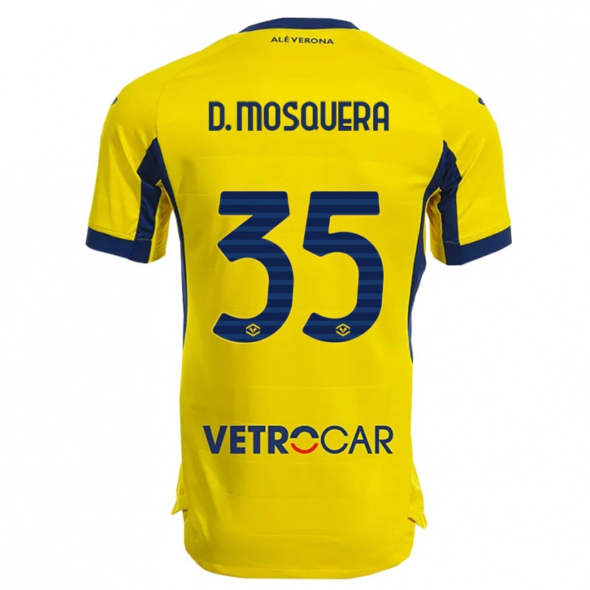 Danxen Barn Daniel Mosquera #35 Gul Marinblå Bortatröja Matchtröjor 2025/26 Tröjor T-Tröja