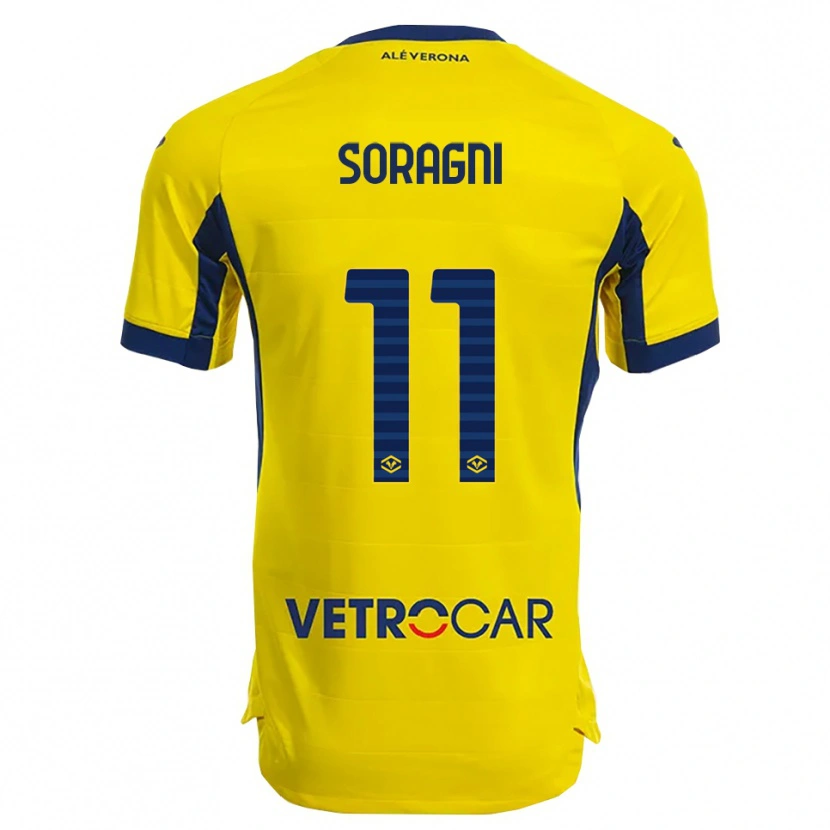 Danxen Barn Alberto Soragni #11 Gul Marinblå Bortatröja Matchtröjor 2025/26 Tröjor T-Tröja