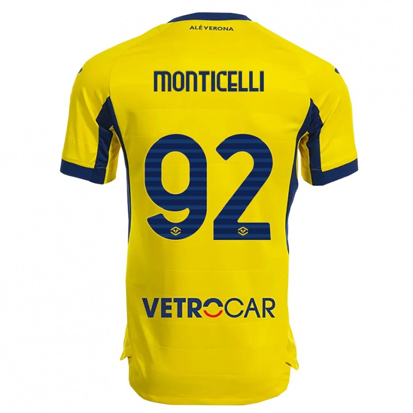 Danxen Barn Luca Monticelli #92 Gul Marinblå Bortatröja Matchtröjor 2025/26 Tröjor T-Tröja