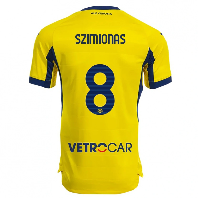 Danxen Barn Luca Szimionaș #8 Gul Marinblå Bortatröja Matchtröjor 2025/26 Tröjor T-Tröja