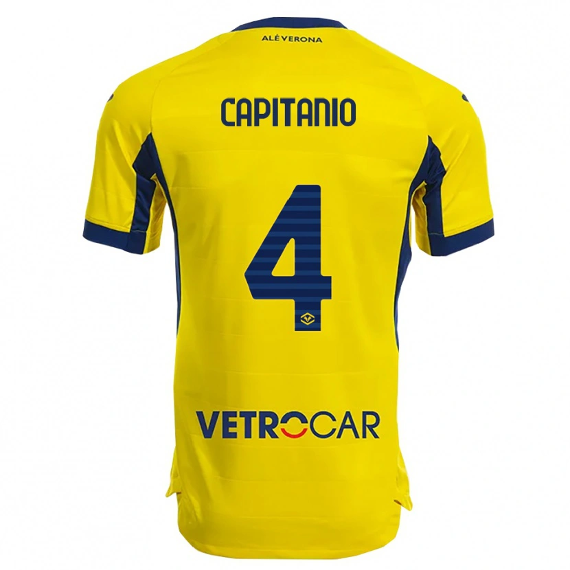 Danxen Barn Alex Capitanio #4 Gul Marinblå Bortatröja Matchtröjor 2025/26 Tröjor T-Tröja