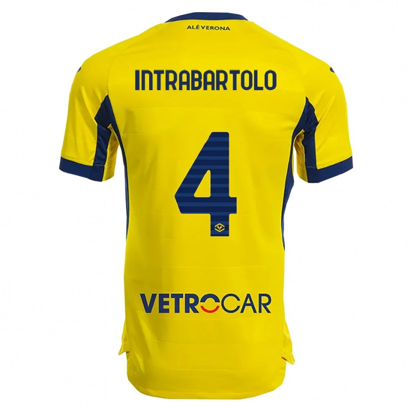 Danxen Barn Denis Intrabartolo #4 Gul Marinblå Bortatröja Matchtröjor 2025/26 Tröjor T-Tröja