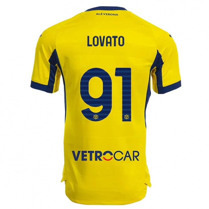 Danxen Barn Enrico Lovato #91 Gul Marinblå Bortatröja Matchtröjor 2025/26 Tröjor T-Tröja