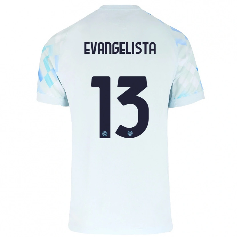 Danxen Barn Edoardo Evangelista #13 Vit Blå Bortatröja Matchtröjor 2025/26 Tröjor T-Tröja