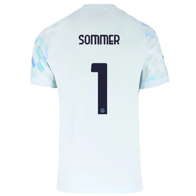 Danxen Barn Yann Sommer #1 Vit Blå Bortatröja Matchtröjor 2025/26 Tröjor T-Tröja