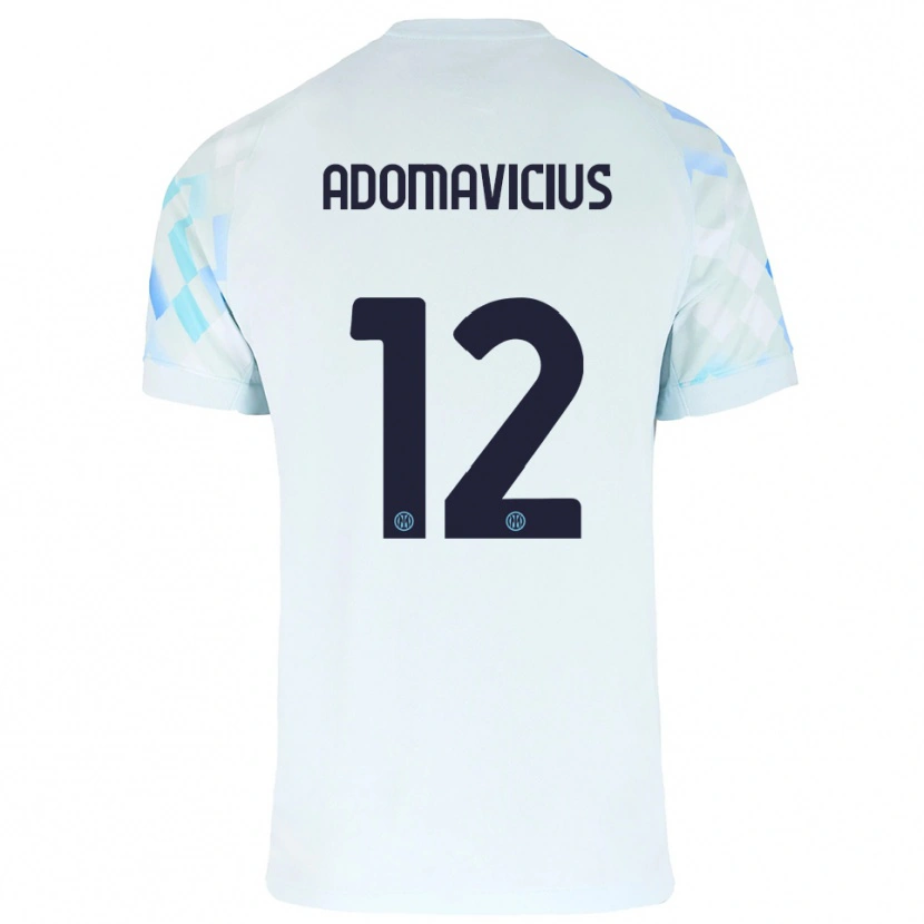 Danxen Barn Henrikas Adomavicius #12 Vit Blå Bortatröja Matchtröjor 2025/26 Tröjor T-Tröja