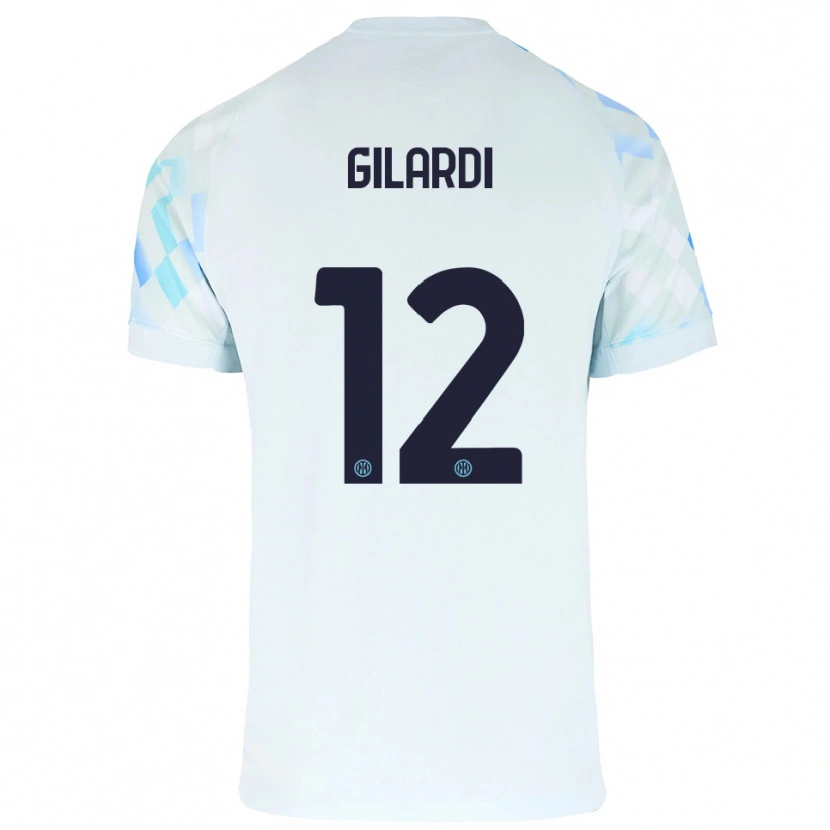 Danxen Barn Astrid Gilardi #12 Vit Blå Bortatröja Matchtröjor 2025/26 Tröjor T-Tröja