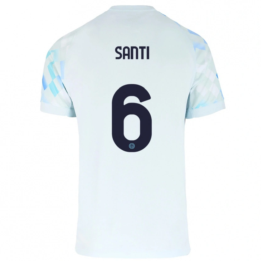 Danxen Barn Irene Santi #6 Vit Blå Bortatröja Matchtröjor 2025/26 Tröjor T-Tröja