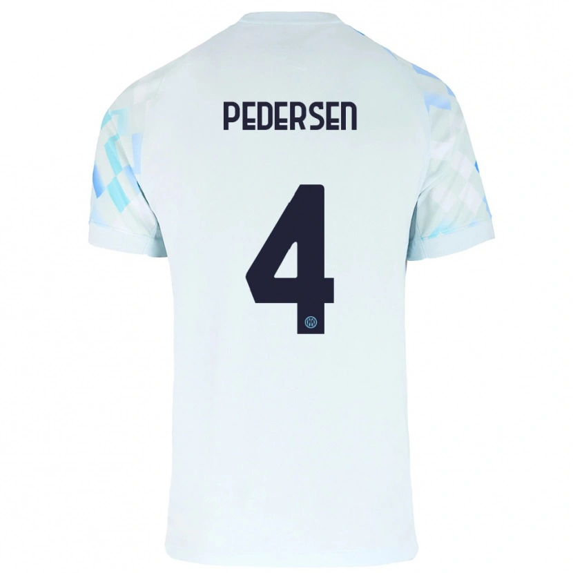 Danxen Barn Sofie Junge Pedersen #4 Vit Blå Bortatröja Matchtröjor 2025/26 Tröjor T-Tröja