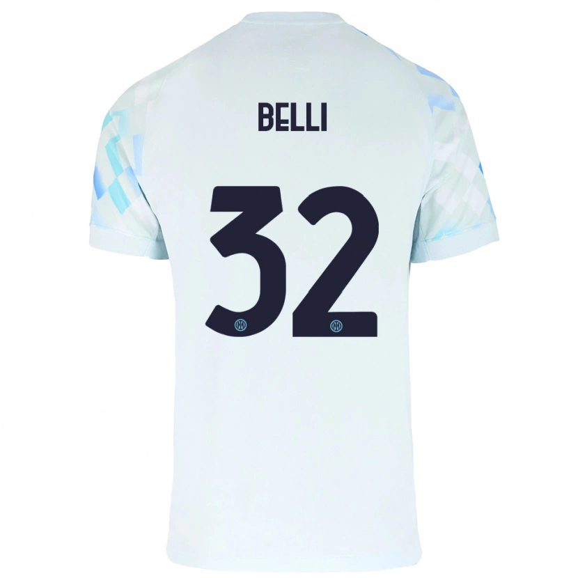 Danxen Barn Elena Belli #32 Vit Blå Bortatröja Matchtröjor 2025/26 Tröjor T-Tröja