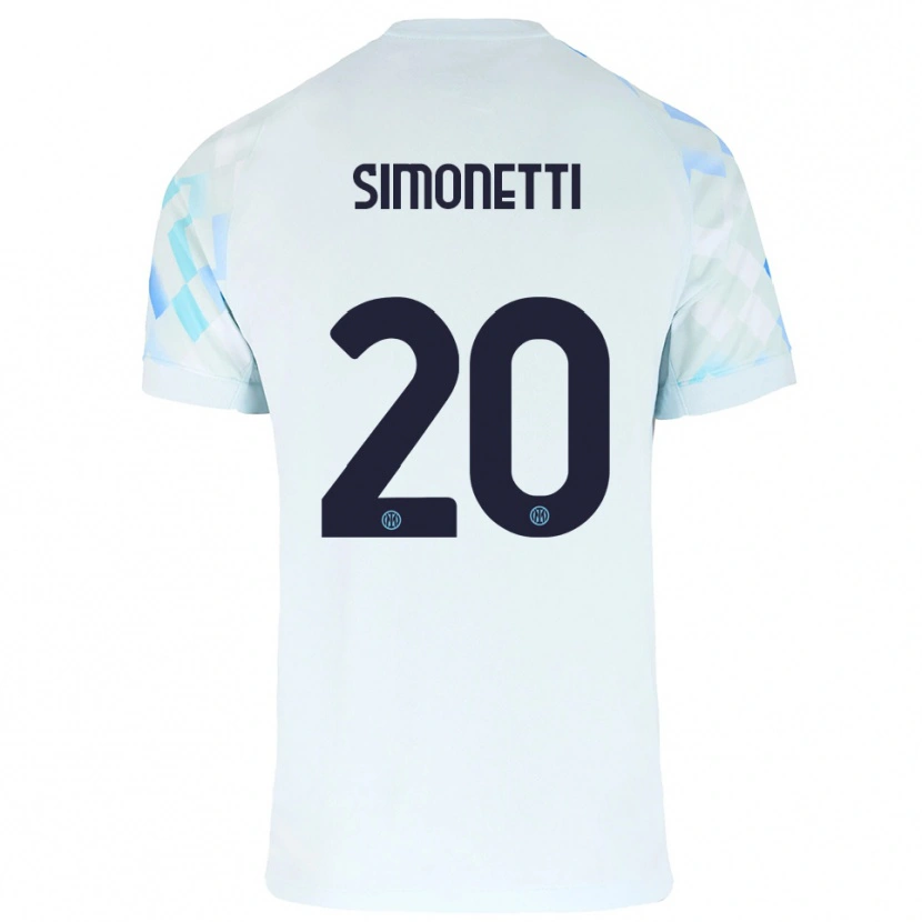 Danxen Barn Flaminia Simonetti #20 Vit Blå Bortatröja Matchtröjor 2025/26 Tröjor T-Tröja