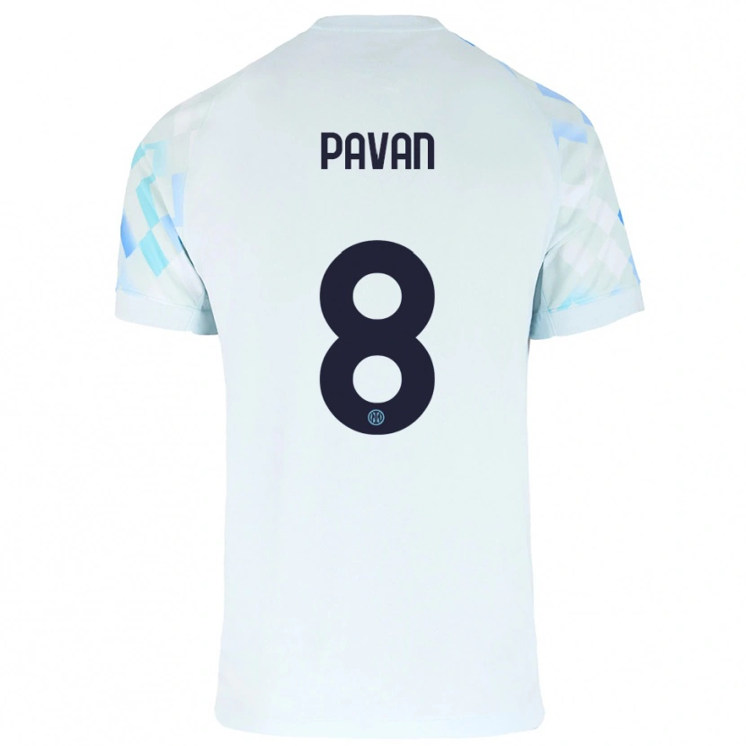 Danxen Barn Matilde Pavan #8 Vit Blå Bortatröja Matchtröjor 2025/26 Tröjor T-Tröja