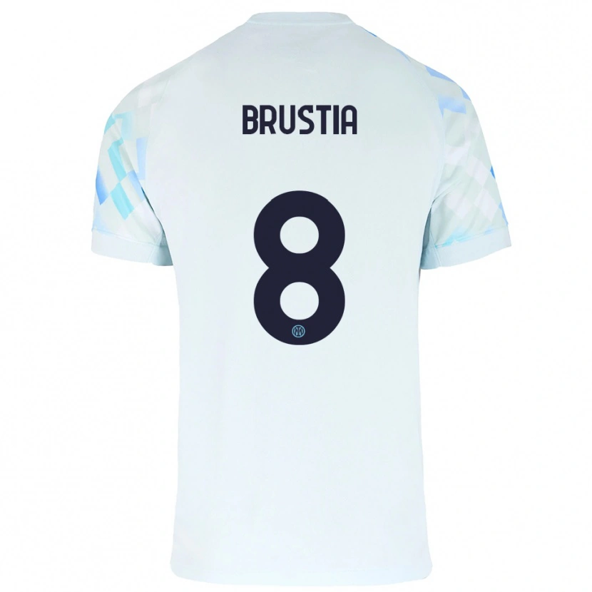 Danxen Barn Martina Brustia #8 Vit Blå Bortatröja Matchtröjor 2025/26 Tröjor T-Tröja