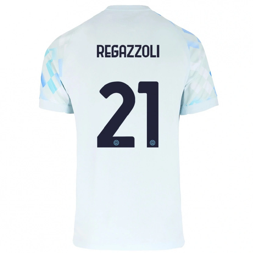 Danxen Barn Alice Regazzoli #21 Vit Blå Bortatröja Matchtröjor 2025/26 Tröjor T-Tröja