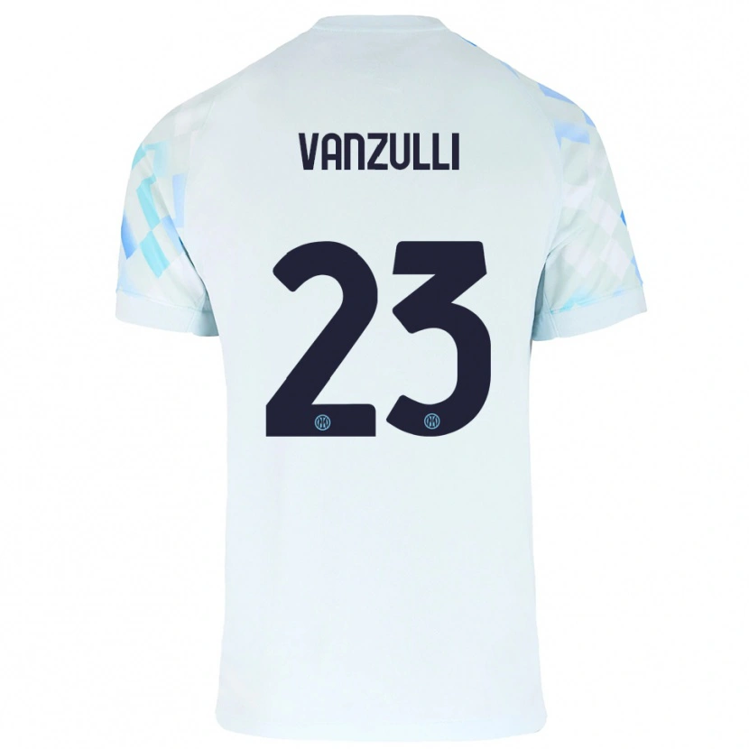Danxen Barn Marco Vanzulli #23 Vit Blå Bortatröja Matchtröjor 2025/26 Tröjor T-Tröja