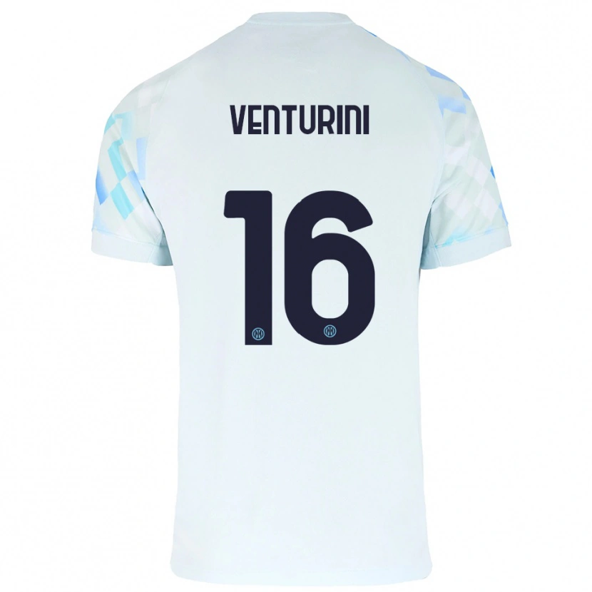 Danxen Barn Matteo Venturini #16 Vit Blå Bortatröja Matchtröjor 2025/26 Tröjor T-Tröja