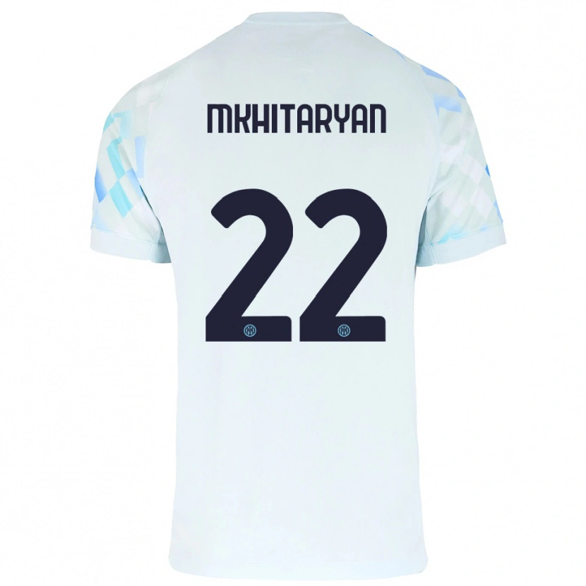 Danxen Barn Henrikh Mkhitaryan #22 Vit Blå Bortatröja Matchtröjor 2025/26 Tröjor T-Tröja